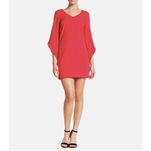 LAUNDRY by Shelli Seigel NWT V Neck Fiesta Pink Long Tulip Sleeve Dress // 10